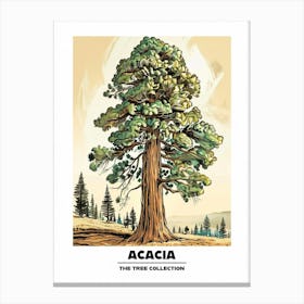 Acacia Tree Storybook Illustration 3 Poster Canvas Print