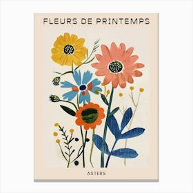 Spring Floral French Poster  Asters 1 Canvas Print