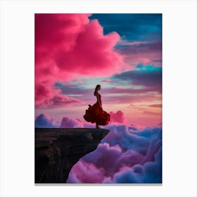 Girl Standing On Cliff Canvas Print