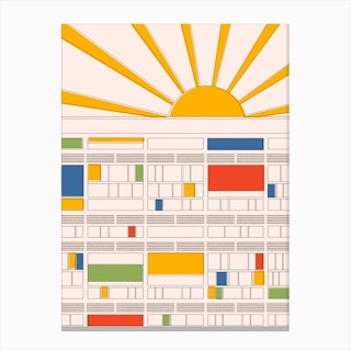 Cite Radieuse Corbusier Beige & Yellow Canvas Print