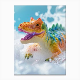Toy Dinosaur Bubble Bath 2 Canvas Print