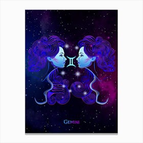 Gemini Zodiac Sign — Zodiac neon signs Canvas Print