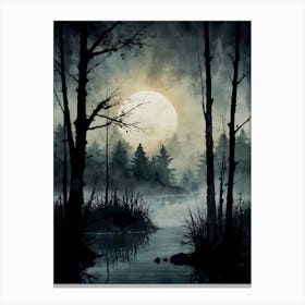 Full Moon In The Forest 8 Canvas Print