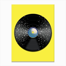 Vinyl Record On Yellow Background Leinwandbild