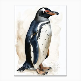 Humboldt Penguin Half Moon Island Watercolour Painting 4 Canvas Print