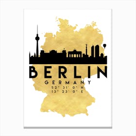 Berlin Germany Silhouette City Skyline Map Canvas Print