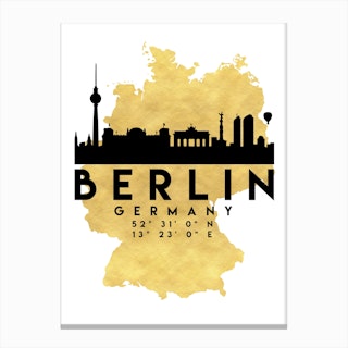 Berlin Germany Silhouette City Skyline Map Canvas Print
