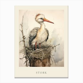 Beatrix Potter Inspired  Animal Watercolour Stork 4 Canvas Print