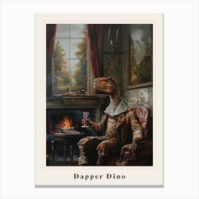 Dinosaur In A Victorian House Painting 2 Poster Canvas Print