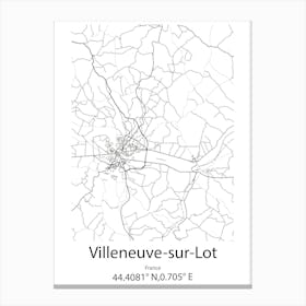 Villeneuve Sur Lot,France Minimalist Map Canvas Print