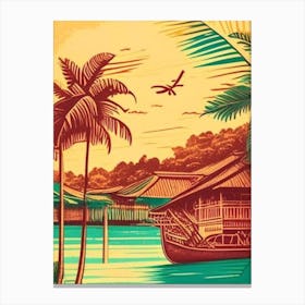 Chumphon Thailand Vintage Sketch Tropical Destination Canvas Print