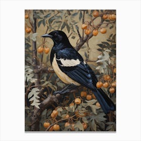 Dark And Moody Botanical Magpie 5 Canvas Print