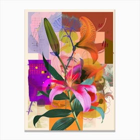 Lily 4 Neon Flower Collage Canvas Print