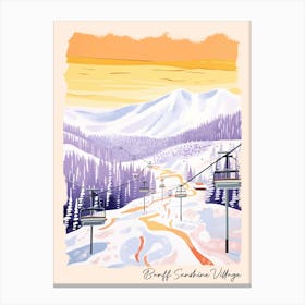 Poster Of Banff Sunshine Village   Alberta, Canada, Ski Resort Pastel Colours Illustration 0 Canvas Print