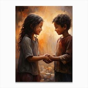 Artistic Visualization Of Acts Of Kindness And Friendship Illustrating Gentle Handshakes Warm Hugs (4) Canvas Print