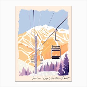 Poster Of Jackson Hole Mountain Resort   Wyoming, Usa, Ski Resort Pastel Colours Illustration 3 Canvas Print