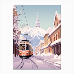 Vintage Winter Travel Illustration Chamonix France 2 Canvas Print