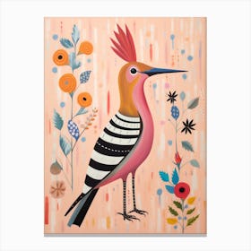 Pink Scandi Hoopoe 2 Canvas Print