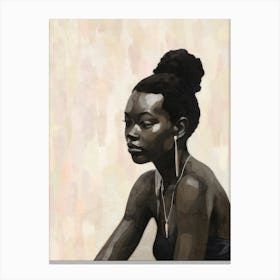 Beautiful Black Woman. Oil Portrait Canvas Print