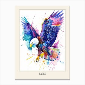 Eagle Colourful Watercolour 4 Poster Canvas Print