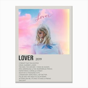 Lover 2019, Taylor Swift Music Poster 1 Canvas Print