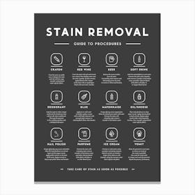 Stain Removal Instruction Laundry Black Background Canvas Print