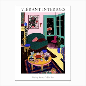 Vibrant Interior Living Room Illustration Canvas Print