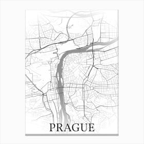 Prague, Czech Republic, City Map, Black And White Fade Design Toile