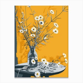 Daisy Flowers On A Table   Contemporary Illustration 4 Canvas Print
