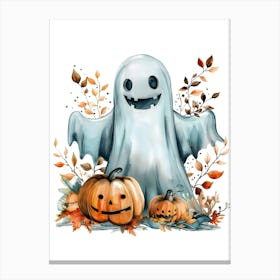 Ghost With Pumpkins 1 Canvas Print