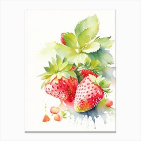 June Bearing Strawberries, Plant, Storybook Watercolours Canvas Print
