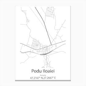 Podu Iloaiei,Romania Minimalist Map Canvas Print