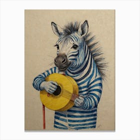 Zebra Playing Guitar Canvas Print