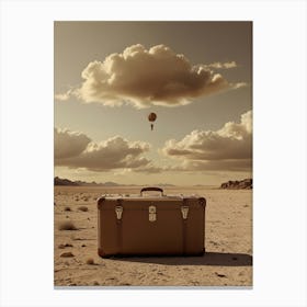 Suitcase In The Desert Canvas Print