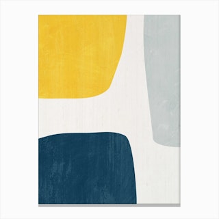 Abstract Organic Shapes Navy Yellow Canvas Print