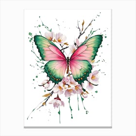 Butterfly With Cherry Blossoms Canvas Print