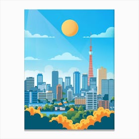 Tokyo Japan 2 Colourful Illustration Canvas Print