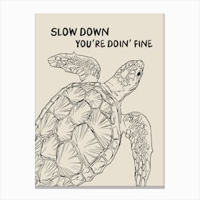 Slow Down Sea Turtle Bathroom Print Canvas Print