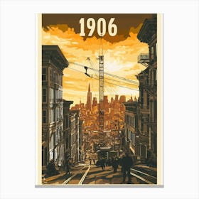 Aihrgdesign A Vintage Poster Depicting The Rebuilding Of San 2 Canvas Print