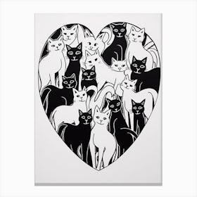 Heart Cat Line Drawing Canvas Print