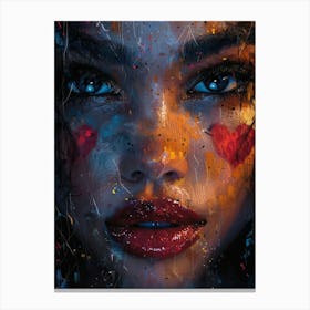 Girl With Red Paint On Her Face Canvas Print