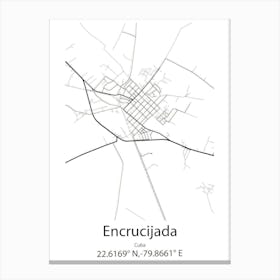 Encrucijada,Cuba Minimalist Map Canvas Print