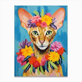 Peterbald Cat With A Flower Crown Painting Matisse Style 2 Canvas Print