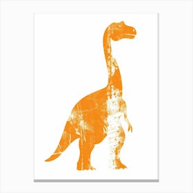 Orange Dinosaur Silhouette 1 Canvas Print