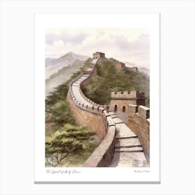 The Great Wall Of China 3 Watercolour Travel Poster Canvas Print