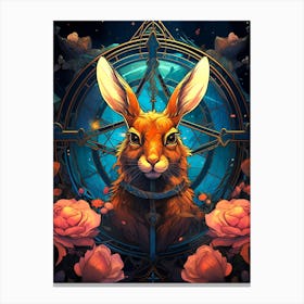 Rabbit With Roses 1 Canvas Print