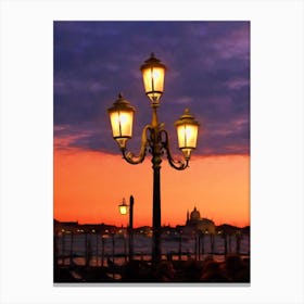 Venetian Waterfront At Dusk Canvas Print