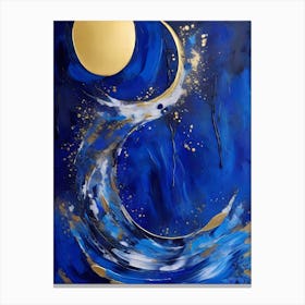 Moon And Waves Canvas Print