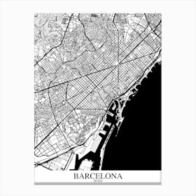 Barcelona White Black Canvas Print