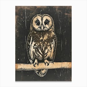 Australian Masked Owl Linocut Blockprint 2 Canvas Print